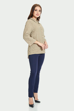 CHAMARRA CASUAL MANGA 3/4 COLOR BEIGE CON BOTONES
