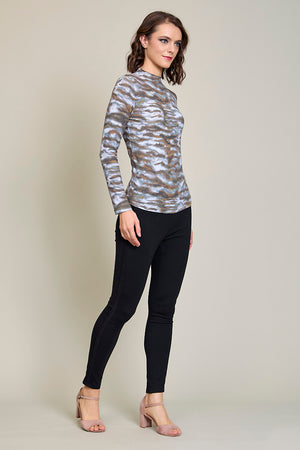 Blusa casual estampada manga larga color gris