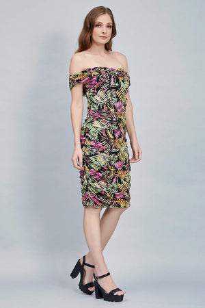 VESTIDO MANGA CAÍDA  CON ESTAMPADO MULTICOLOR