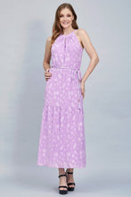 Cargar imagen en el visor de la galería, MAXI VESTIDO TIPO HALTER COLOR LILA Y FALDA GYPSY