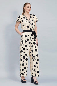 JUMPSUIT CASUAL ESTAMPADO COLOR DURANZO A LUNARES