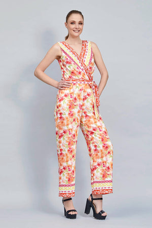 JUMPSUIT CASUAL MULTICOLOR ESCOTE EN V Y SISAS