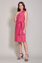 Cargar imagen en el visor de la galería, Vestido casual camisero sin mangas y cinturón color rosa