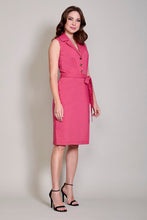 Cargar imagen en el visor de la galería, Vestido casual camisero sin mangas y cinturón color rosa