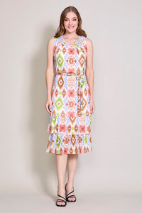 Vestido casual sisado multicolor con doble olan