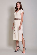 Cargar imagen en el visor de la galería, Vestido midi casual color hueso con cinturón