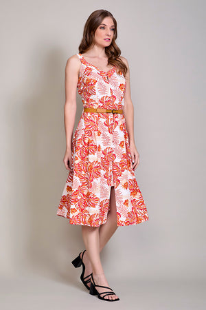 Vestido casual sin mangas con estampado color rojo