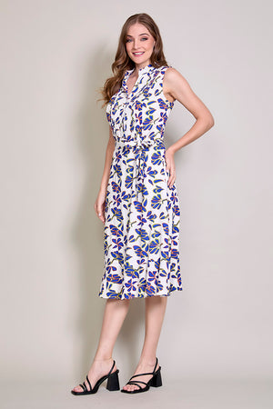 Vestido camisero casual con estampado floral color azul