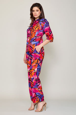 Conjunto casual de dos piezas estampado multicolor