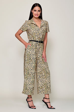 Jumpsuit casual con estampado print y cuello sport