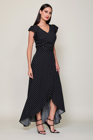 VESTIDO CASUAL NEGRO CON LUNARES
