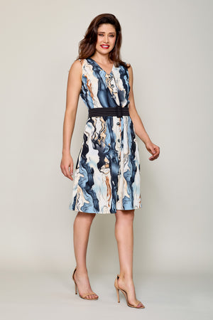 Vestido corto elegante con botones color azul