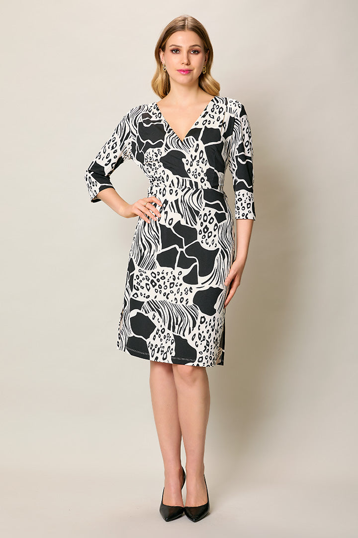 Vestido casual estampado color negro manga 3/4