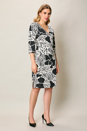 Vestido casual estampado color negro manga 3/4