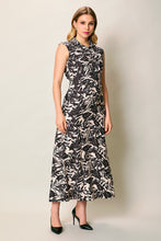 Cargar imagen en el visor de la galería, Maxi vestido camisero estampado sin manga con cinturón