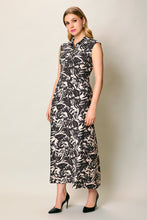 Cargar imagen en el visor de la galería, Maxi vestido camisero estampado sin manga con cinturón