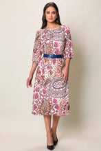 Cargar imagen en el visor de la galería, Vestido corto casual manga 3/4 con estampado rosa