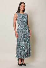 Cargar imagen en el visor de la galería, Maxi vestido casual estampado color azul sin manga