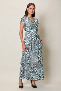 Maxi vestido estampado color azul manga corta