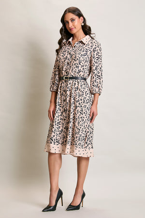 Vestido casual camisero estampado color rosa