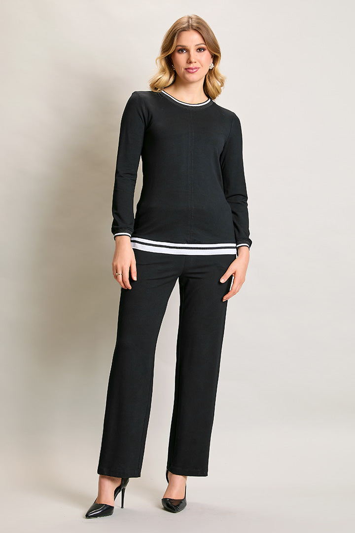 Conjunto casual color negro manga larga con pantalón