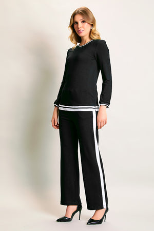 Conjunto casual color negro manga larga con pantalón