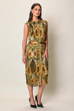 Cargar imagen en el visor de la galería, Vestido casual camisero color verde estampado sin manga