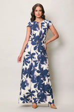Cargar imagen en el visor de la galería, Maxi vestido elegante con estampado color azul