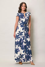 Cargar imagen en el visor de la galería, Maxi vestido elegante con estampado color azul