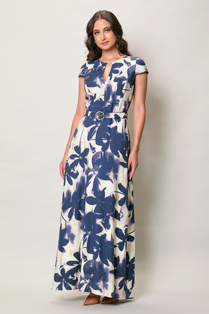 Maxi vestido elegante con estampado color azul