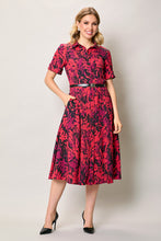 Cargar imagen en el visor de la galería, Vestido casual camisero color rojo con cinturón