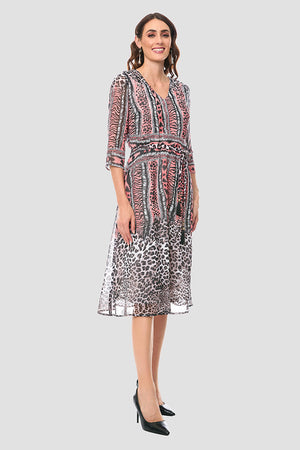 Vestido casual estampado color rosa con transparencia