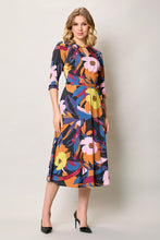 Cargar imagen en el visor de la galería, Vestido elegante con estampado multiculor manga 3/4