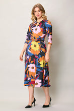 Cargar imagen en el visor de la galería, Vestido elegante con estampado multiculor manga 3/4