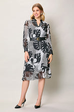 Cargar imagen en el visor de la galería, Vestido elegante manga larga color negro con cinturón