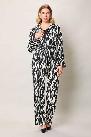 Conjunto tres piezas casual estampado color negro