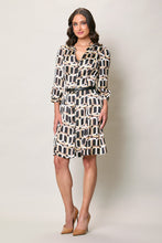 Cargar imagen en el visor de la galería, Vestido casual estampado color café manga 3/4
