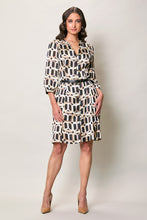 Cargar imagen en el visor de la galería, Vestido casual estampado color café manga 3/4
