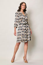 Cargar imagen en el visor de la galería, Vestido casual estampado color café manga 3/4