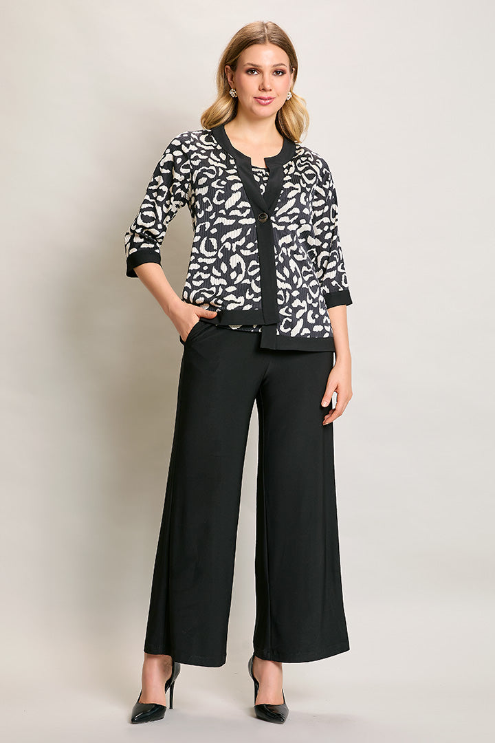 Conjunto tres piezas color negro con pantalón amplio