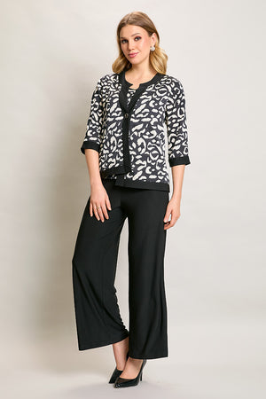 Conjunto tres piezas color negro con pantalón amplio