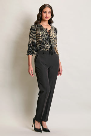 Conjunto casual blusa estampada manga 3/4 y pantalón