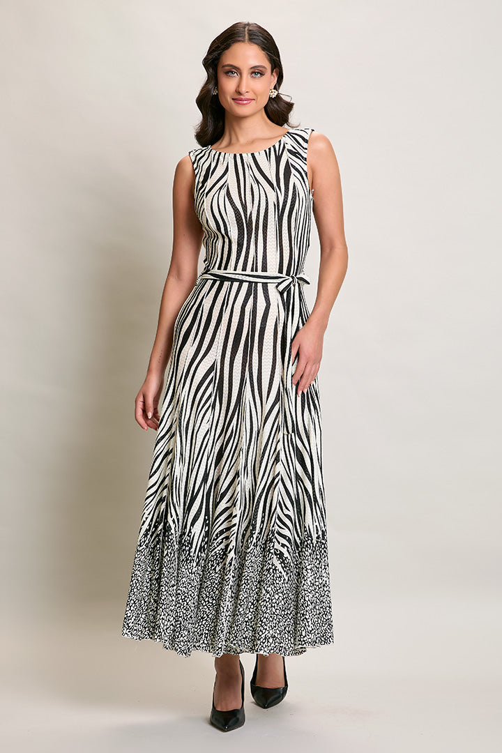 Maxi vestido casual estampado color negro sin manga