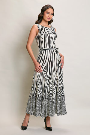 Maxi vestido casual estampado color negro sin manga