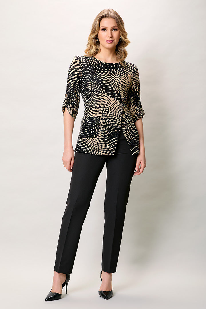 Conjunto de blusa estampada manga 3/4 con pantalón