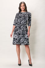 Cargar imagen en el visor de la galería, Vestido casual color negro con estampado manga 3/4