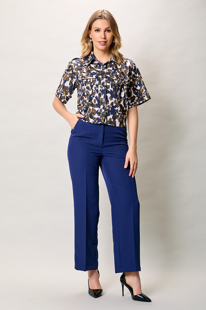 Conjunto casual camisa manga corta estampada y pantalón