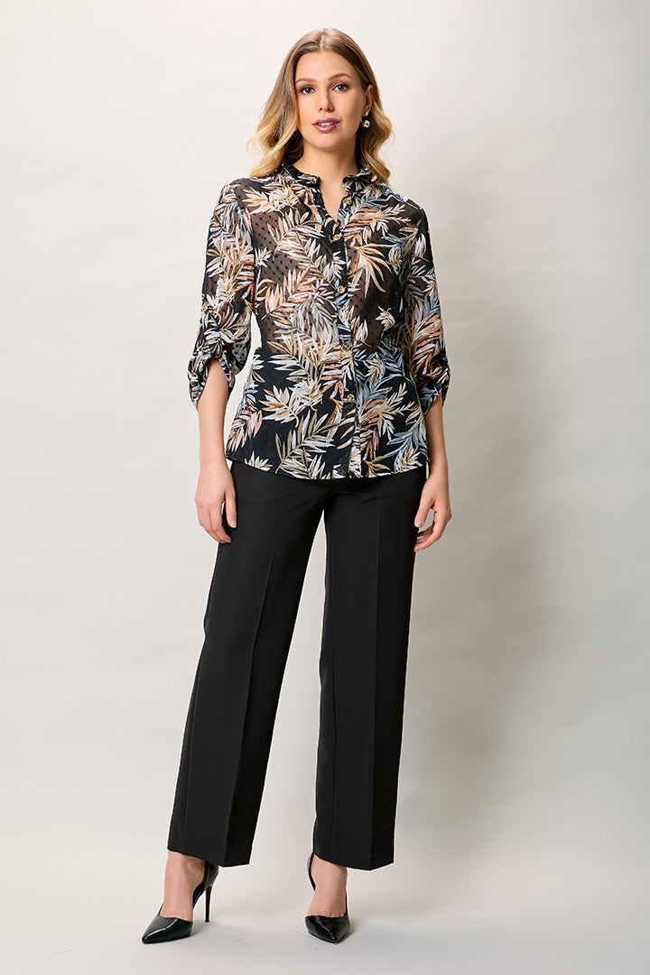 Conjunto casual color negro con transparencia y pantalón