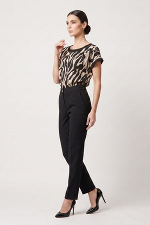 Conjunto de blusa estampada bicolor con pantalón