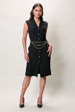 Cargar imagen en el visor de la galería, Vestido camisero casual color negro con cinturón